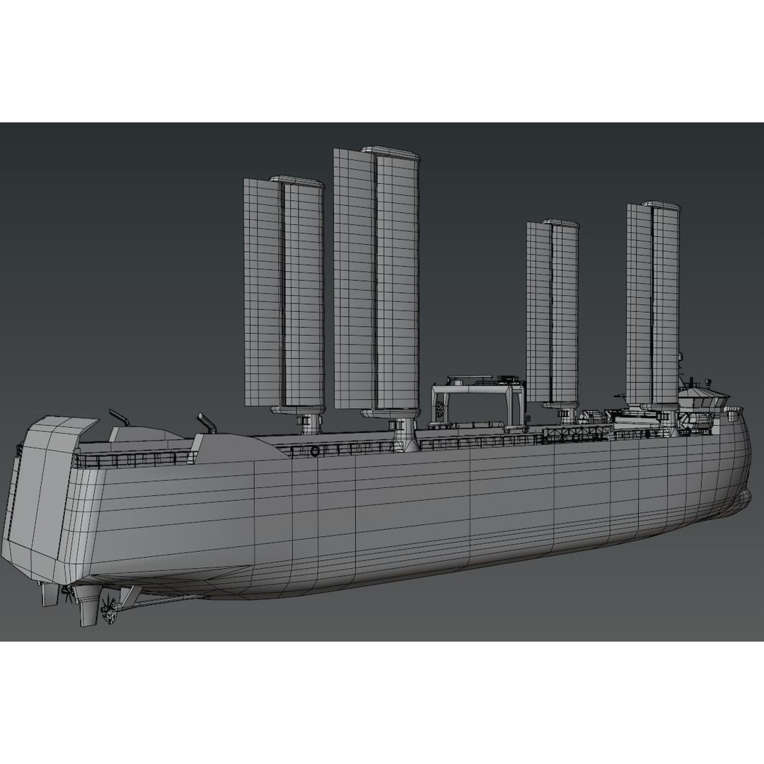 Wind Powered Ro-Ro Vessel 3D Model – Low Poly Industrial Ship, FBX - View 6