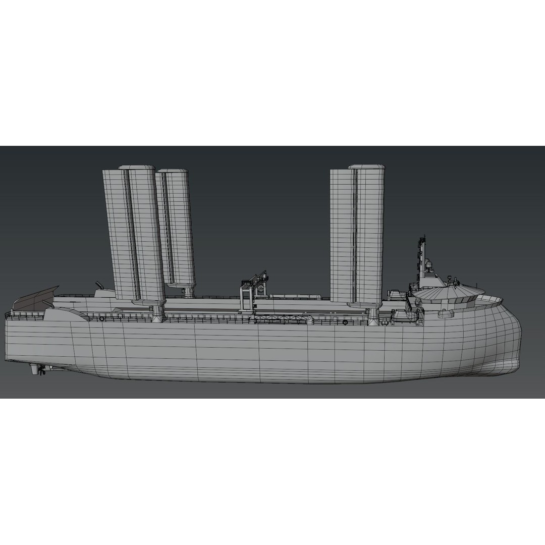 Wind Powered Ro-Ro Vessel 3D Model – Low Poly Industrial Ship, FBX - View 7