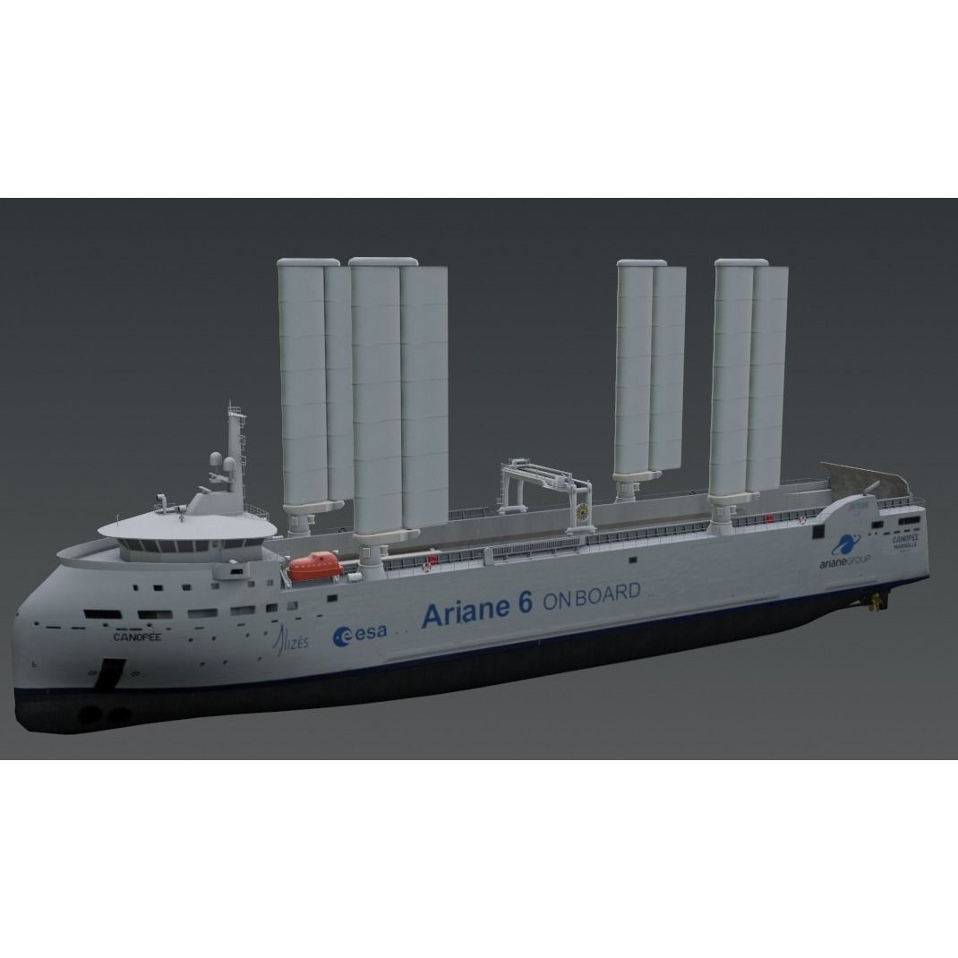 Wind Powered Ro-Ro Vessel 3D Model – Low Poly Industrial Ship, FBX - View 8