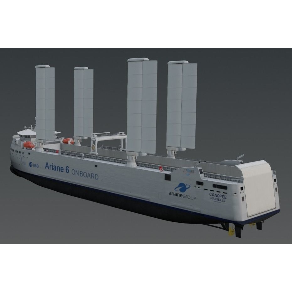 Wind Powered Ro-Ro Vessel 3D Model – Low Poly Industrial Ship, FBX - View 9