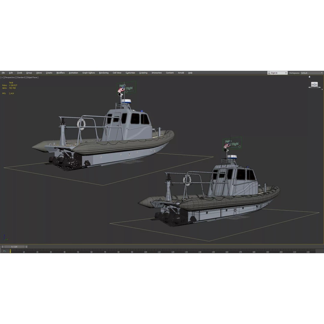 American Military Inflatable Assault Boat 3D Model – Rigged, PBR, FBX - View 21
