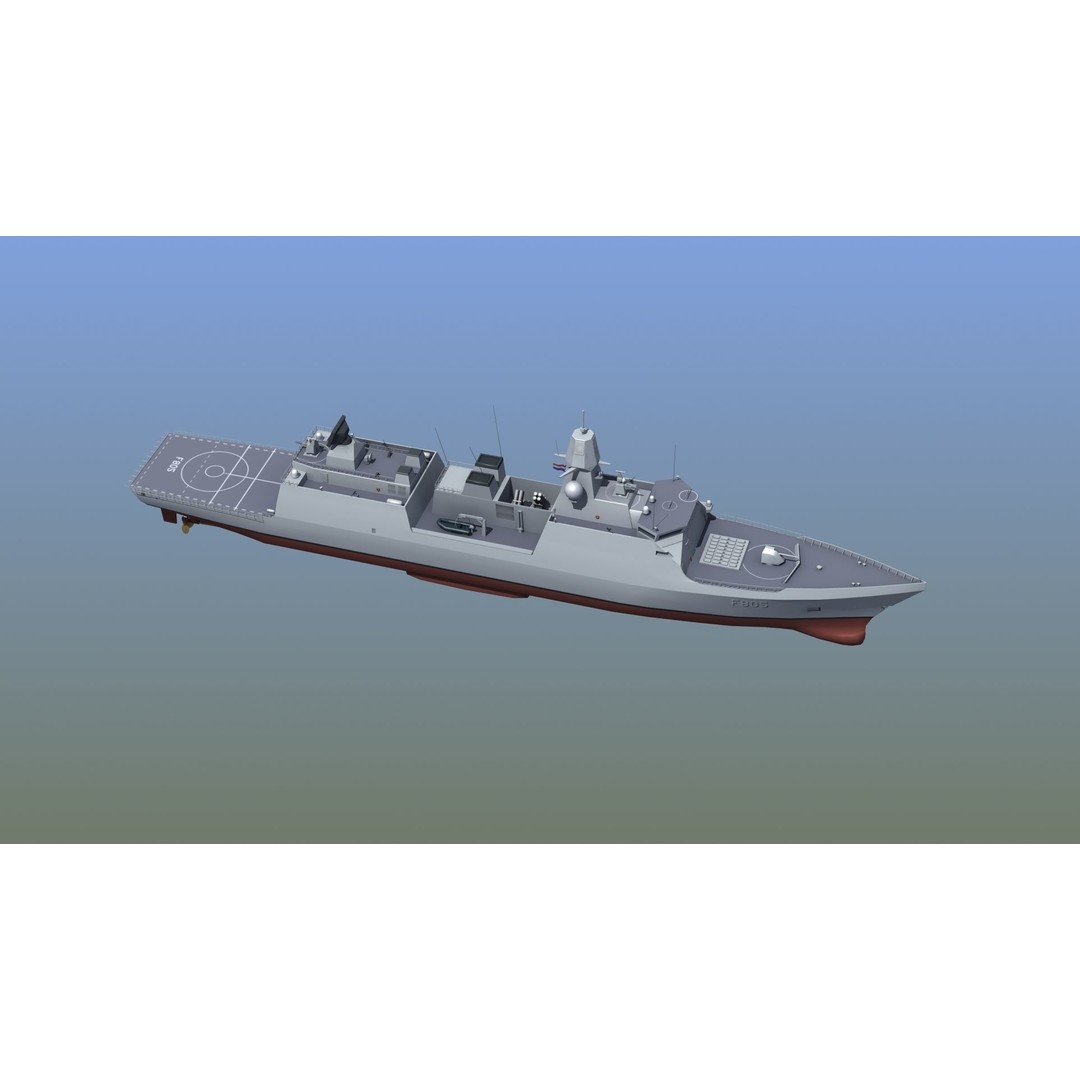 HNLMS Evertsen Frigate 3D Model – Military Watercraft, FBX, Game Ready - View 11