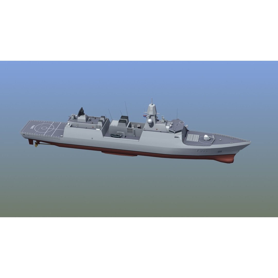 HNLMS Evertsen Frigate 3D Model – Military Watercraft, FBX, Game Ready - View 12