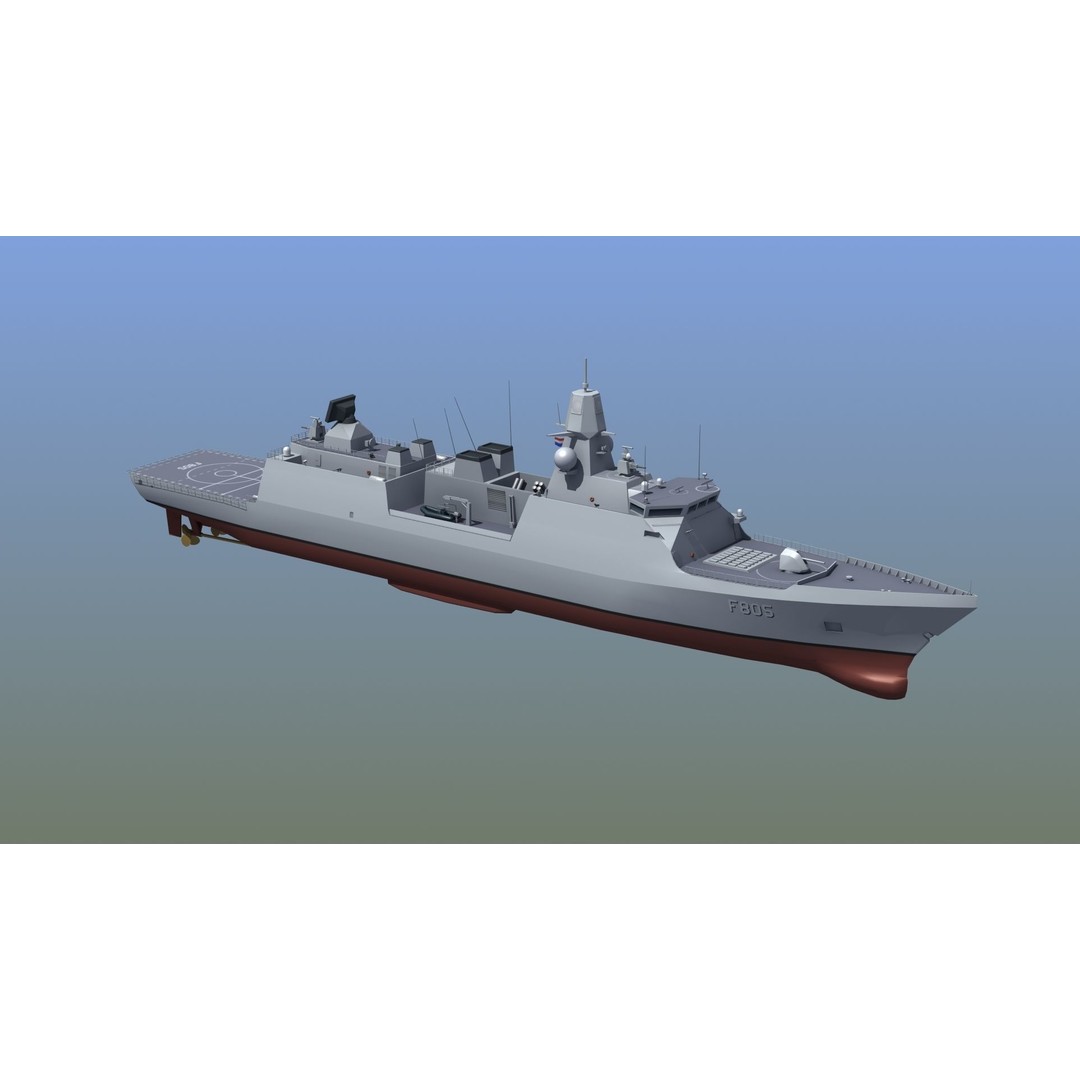 HNLMS Evertsen Frigate 3D Model – Military Watercraft, FBX, Game Ready - View 13