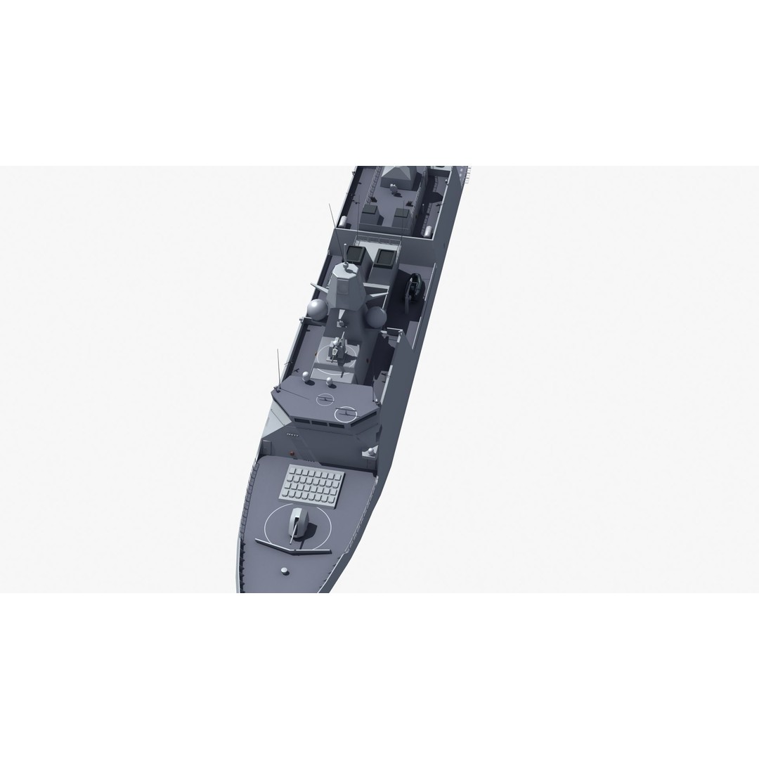 HNLMS Evertsen Frigate 3D Model – Military Watercraft, FBX, Game Ready - View 28