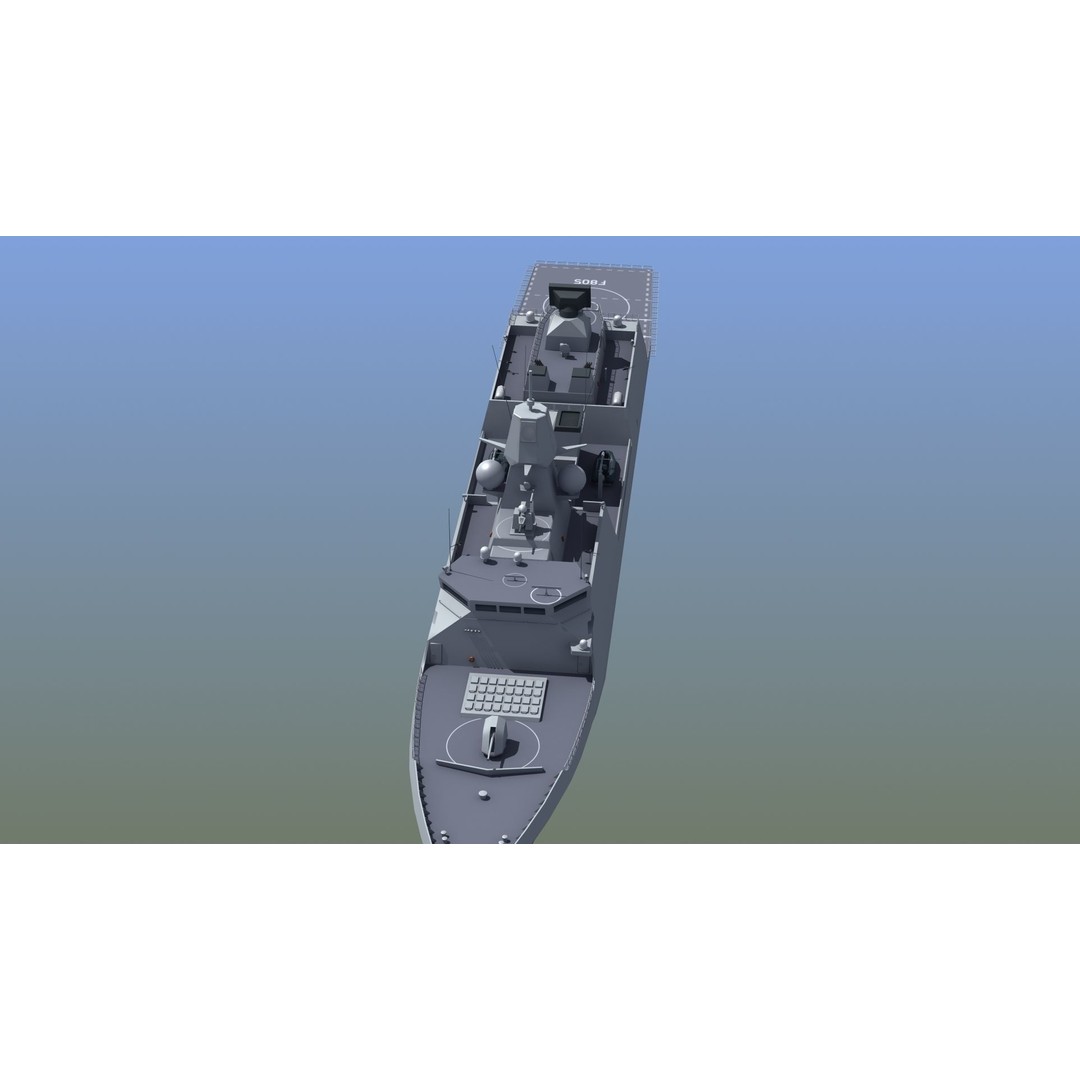 HNLMS Evertsen Frigate 3D Model – Military Watercraft, FBX, Game Ready - View 3