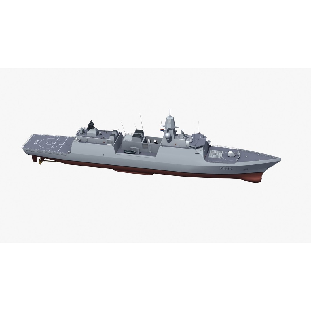 HNLMS Evertsen Frigate 3D Model – Military Watercraft, FBX, Game Ready - View 31