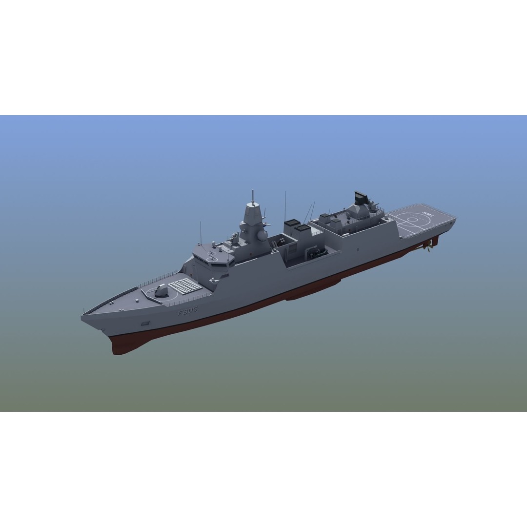 HNLMS Evertsen Frigate 3D Model – Military Watercraft, FBX, Game Ready - View 4