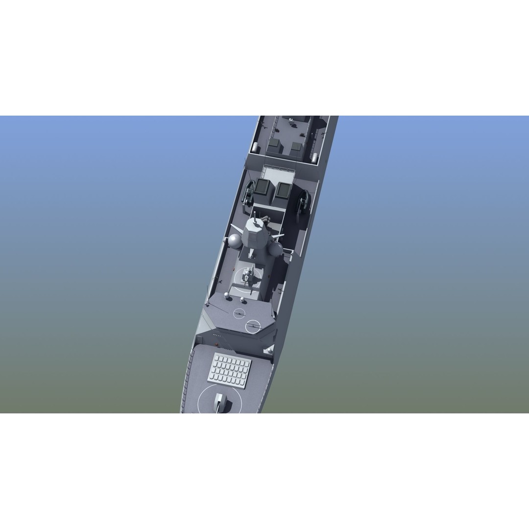 HNLMS Evertsen Frigate 3D Model – Military Watercraft, FBX, Game Ready - View 7
