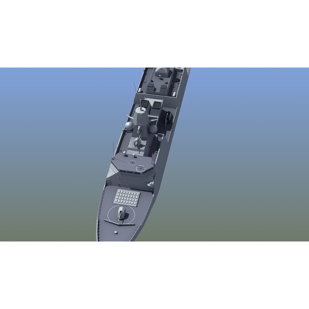 HNLMS Evertsen Frigate 3D Model – Military Watercraft, FBX, Game Ready - View 9