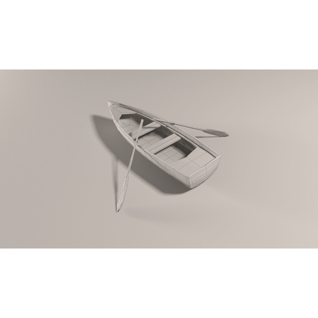 Boat 3D Model – Low Poly Historic Vessel with Oars, FBX
