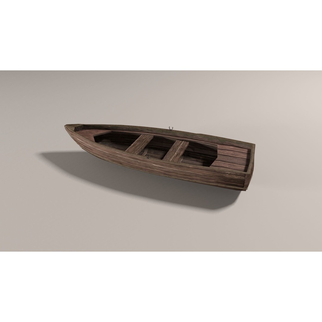Boat 3D Model – Low Poly Historic Vessel with Oars, FBX - View 13