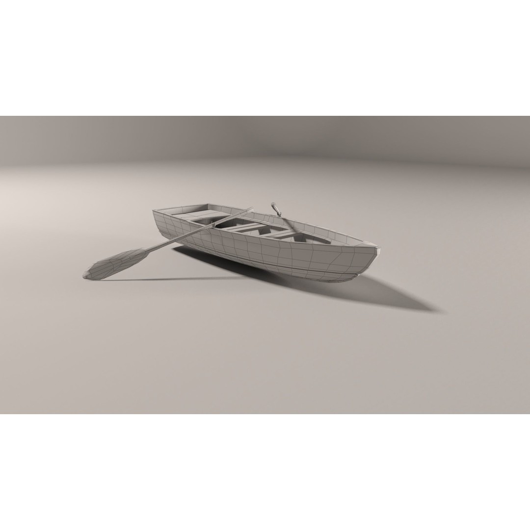 Boat 3D Model – Low Poly Historic Vessel with Oars, FBX - View 18