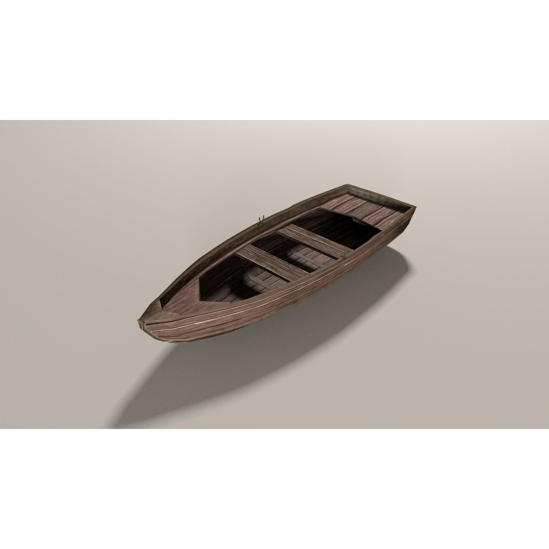 Boat 3D Model – Low Poly Historic Vessel with Oars, FBX - View 4