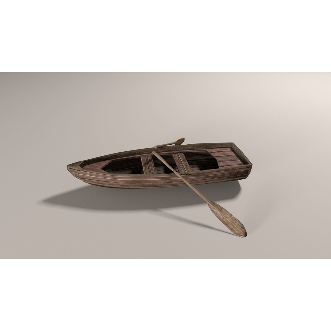 Boat 3D Model – Low Poly Historic Vessel with Oars, FBX - View 6