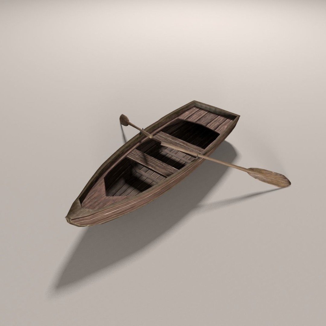 Boat 3D Model – Low Poly Historic Vessel with Oars, FBX - View 7