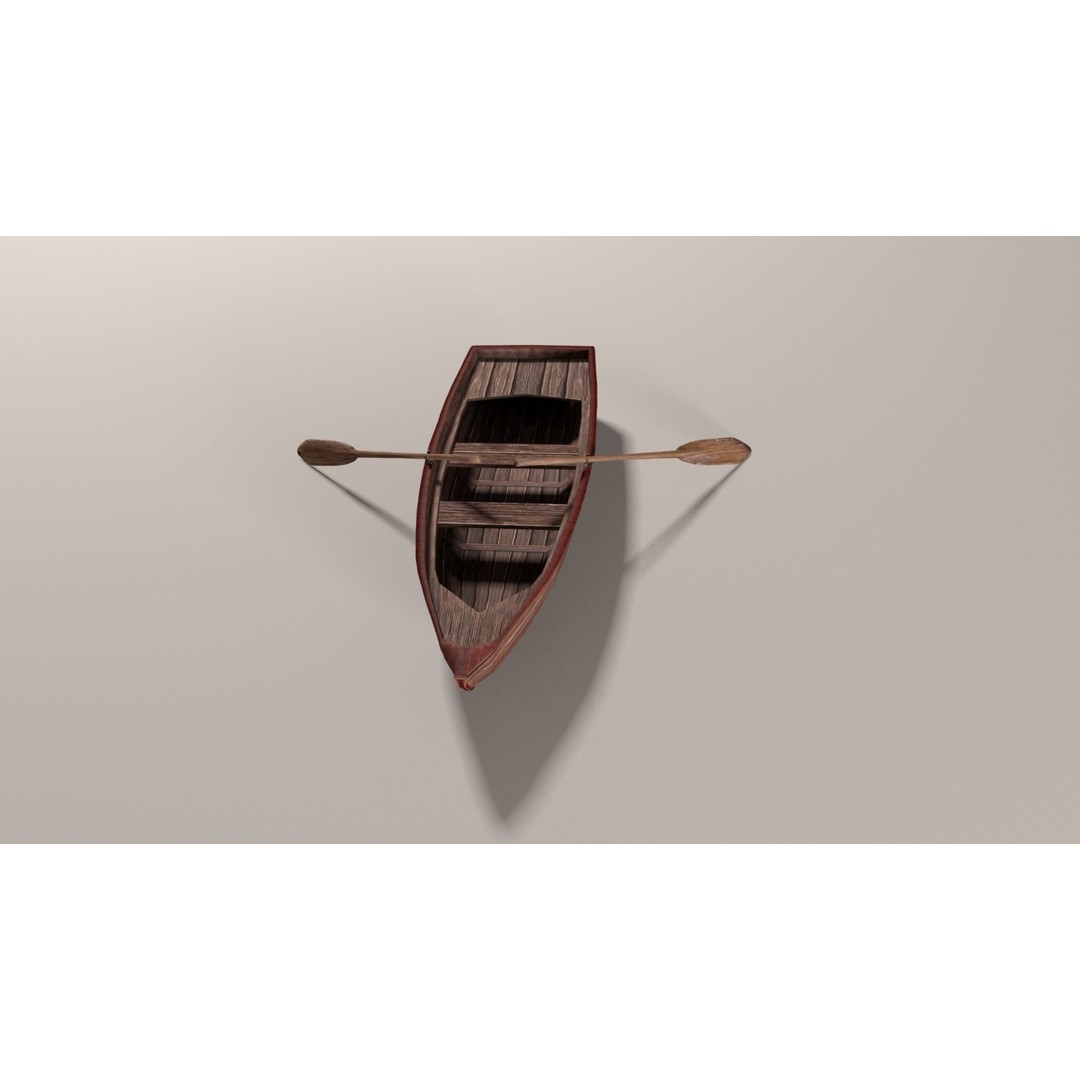 Boat 3D Model – Low Poly Historic Vessel with Oars, FBX - View 9
