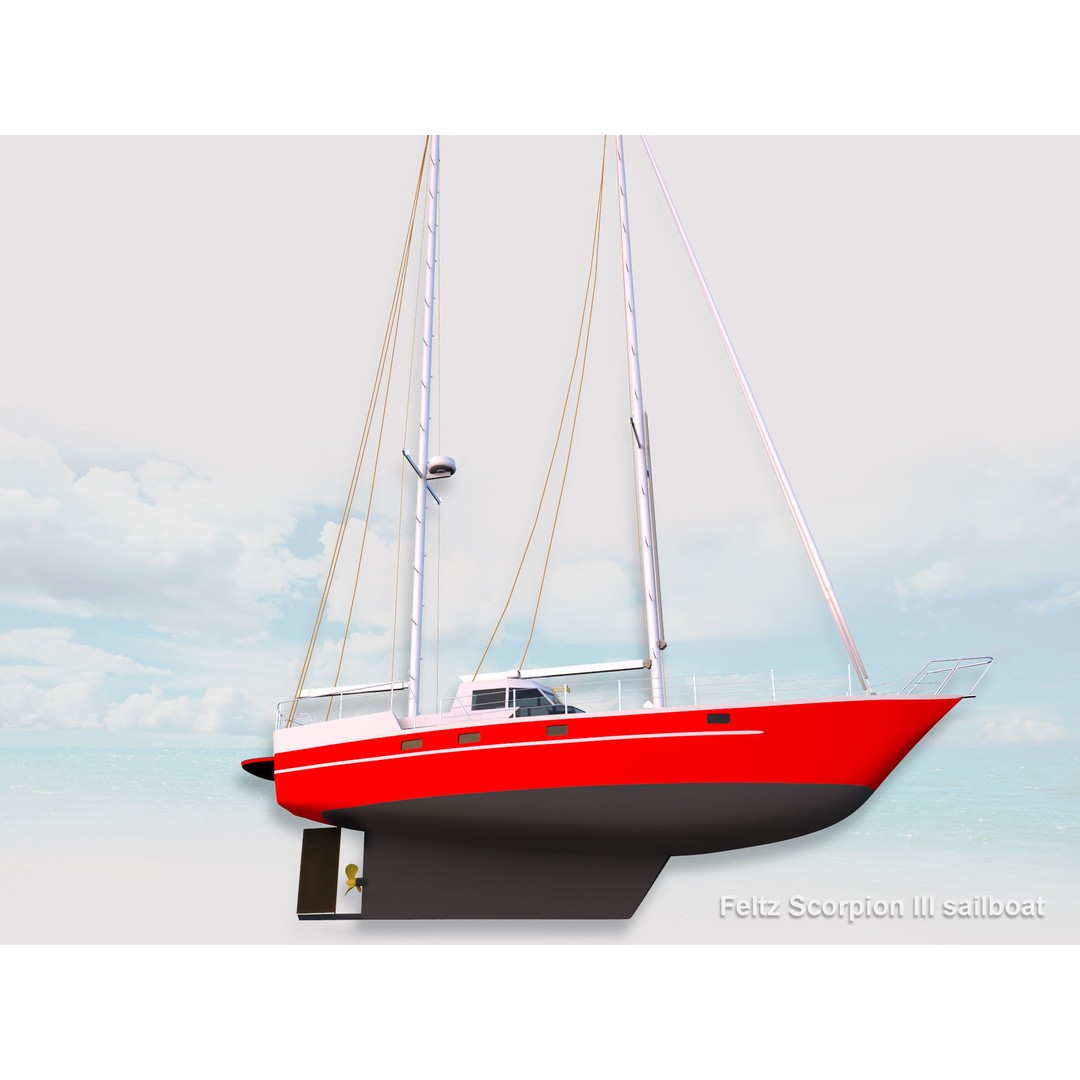 Feltz Scorpion III Sailboat 3D Model – Rigged Watercraft, FBX, OBJ - View 5