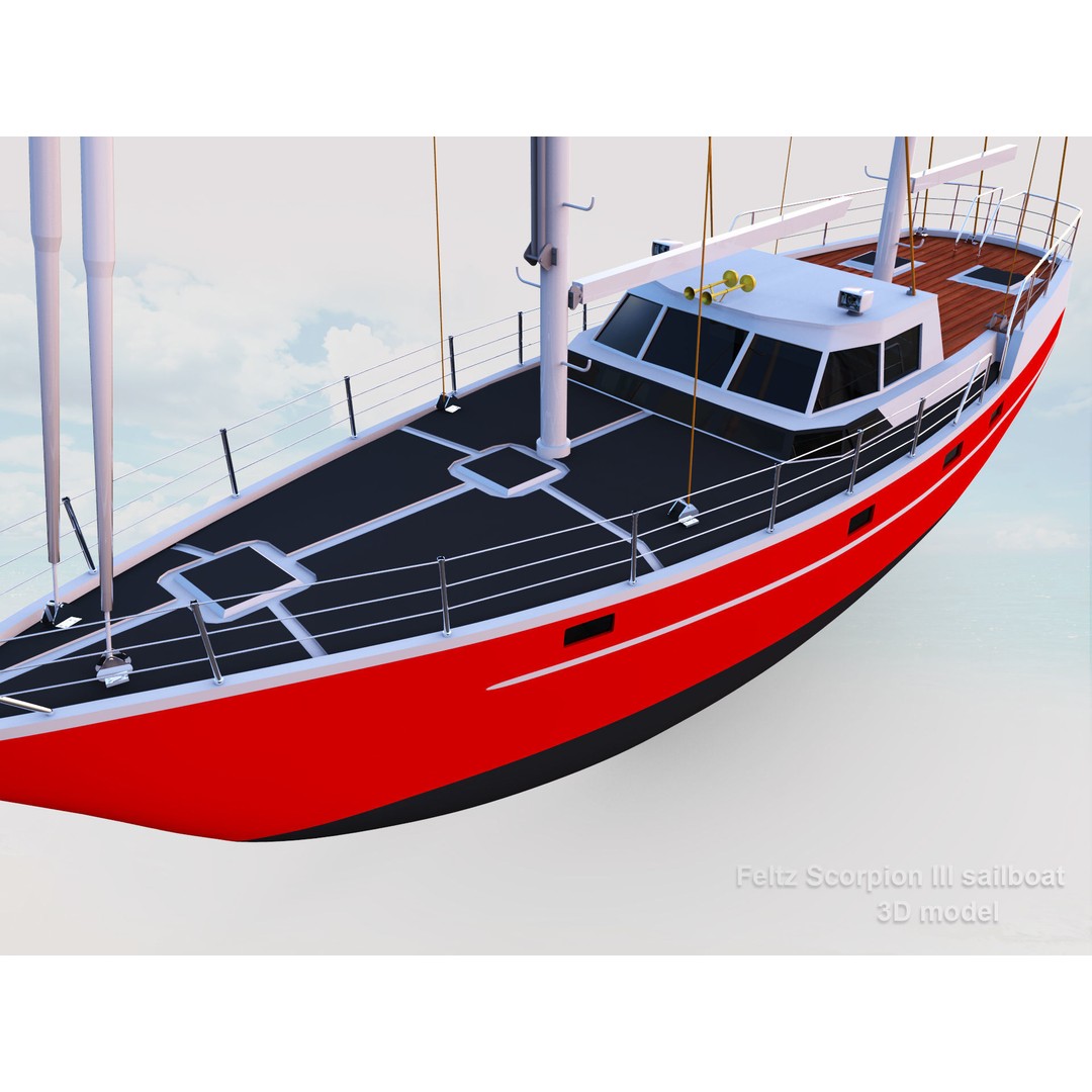 Feltz Scorpion III Sailboat 3D Model – Rigged Watercraft, FBX, OBJ - View 7