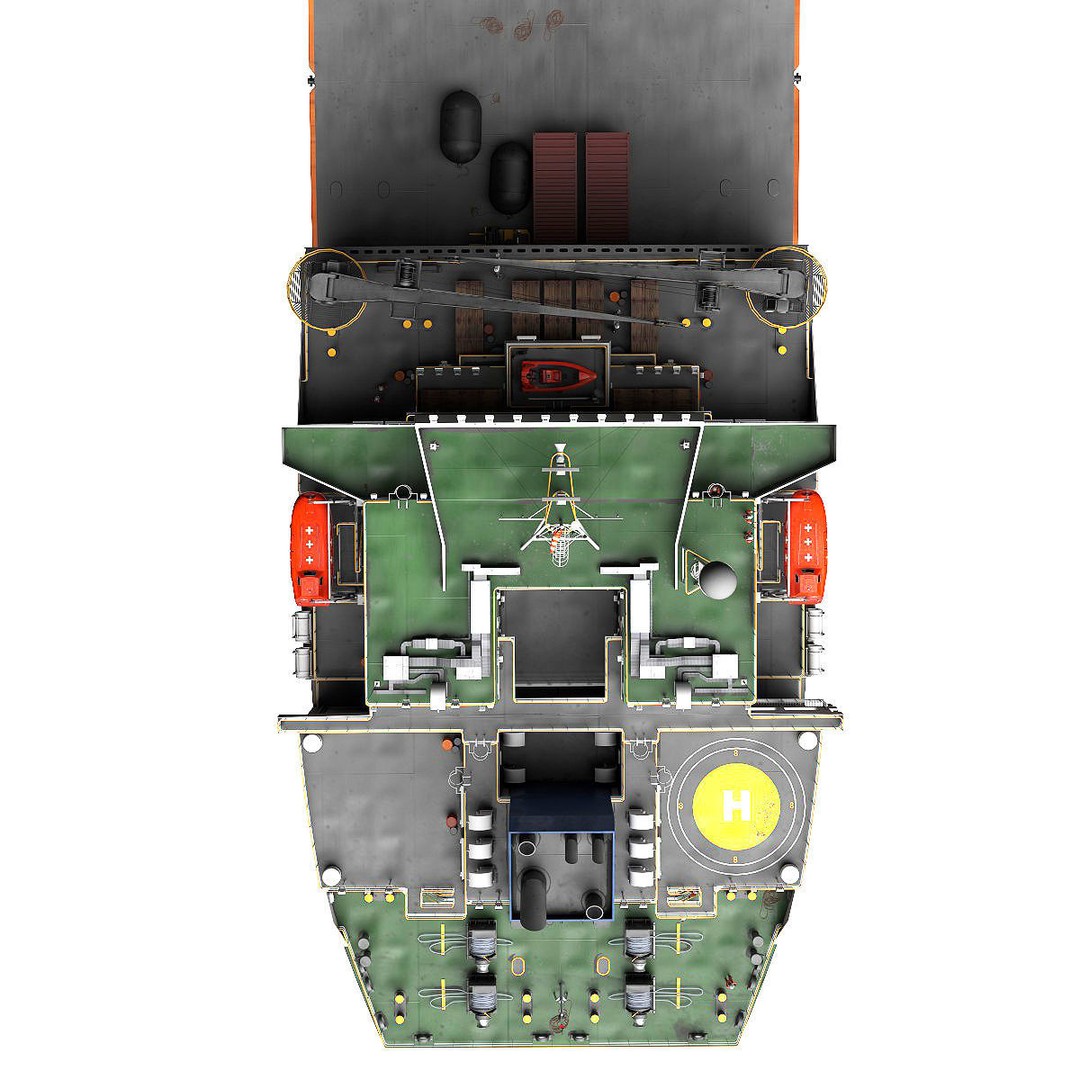 Heavy Load Carrier MV Target 3D Model – High Poly Vessel, PBR Textures - View 12
