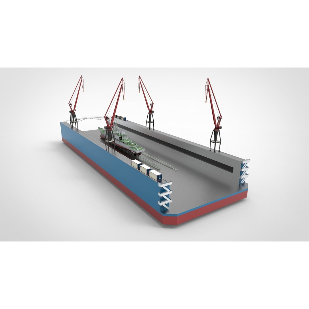 Floating Docks 3D Model – Animated Polygon Mesh for Ship Maintenance