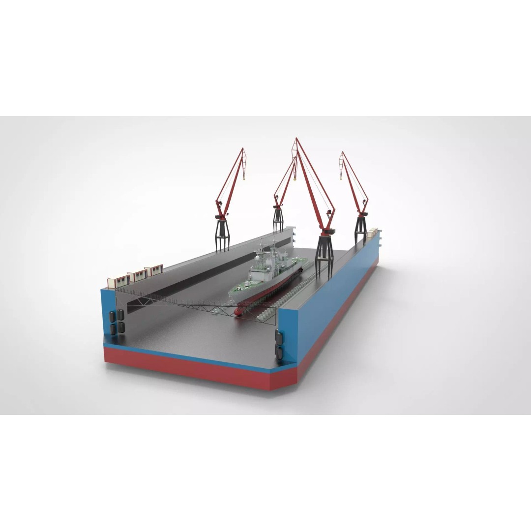 Floating Docks 3D Model – Animated Polygon Mesh for Ship Maintenance - View 2