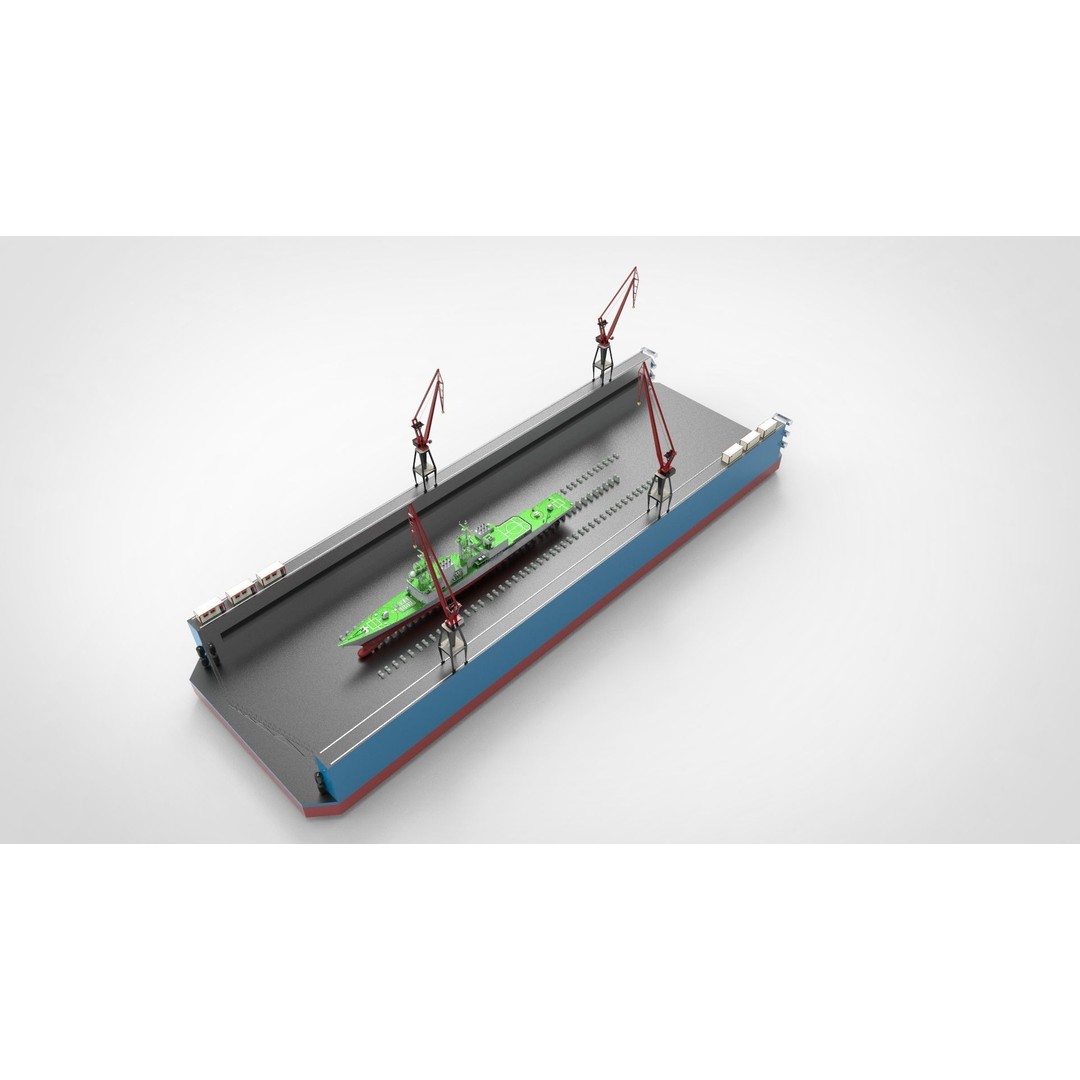 Floating Docks 3D Model – Animated Polygon Mesh for Ship Maintenance - View 5