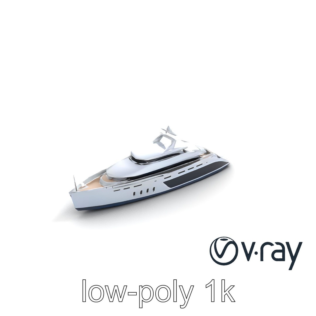 Catamaran Superyacht 3D Model – Low Poly PBR Asset, FBX, Game Ready - View 8