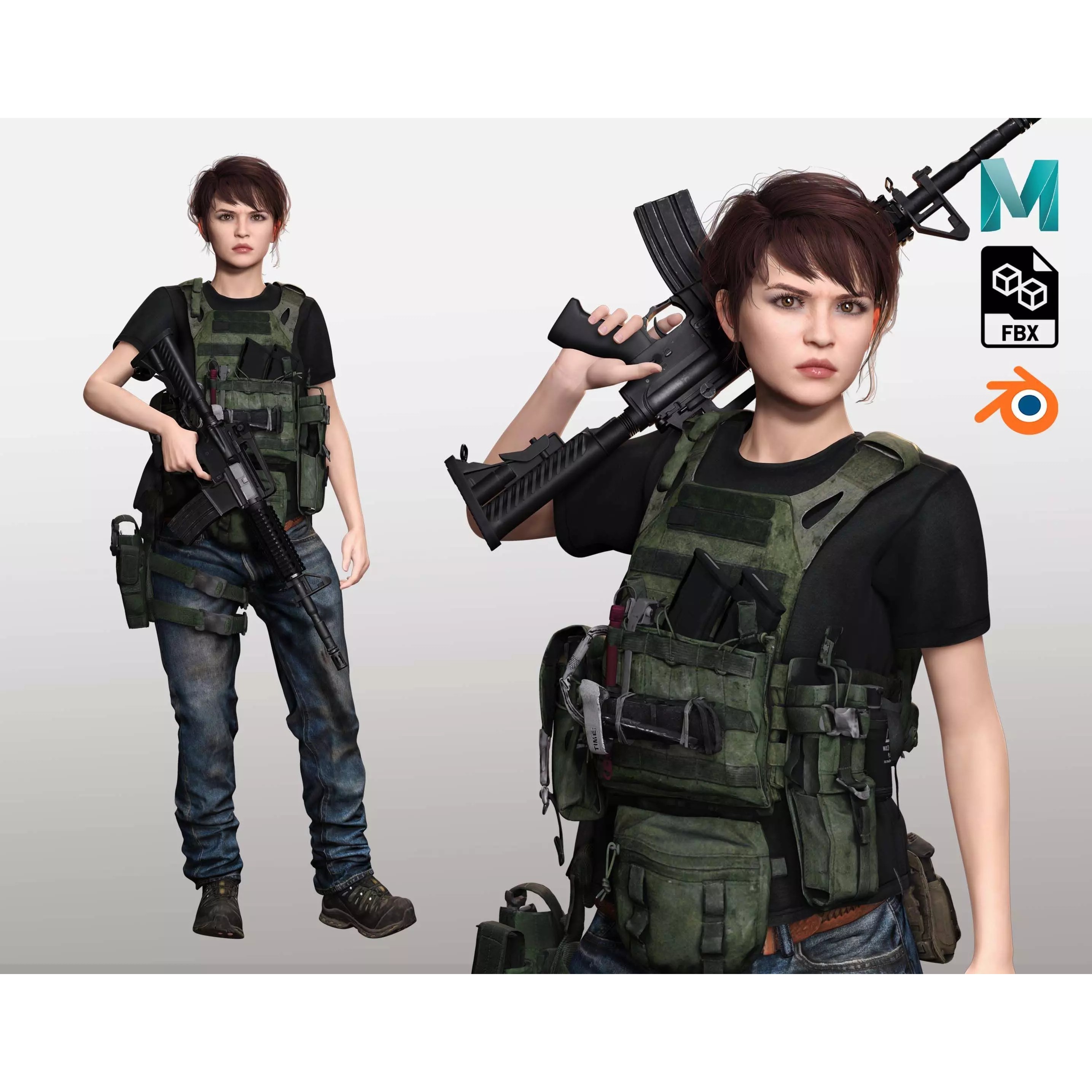 Nora - Low-Poly Game-Ready 3D Model - View 2