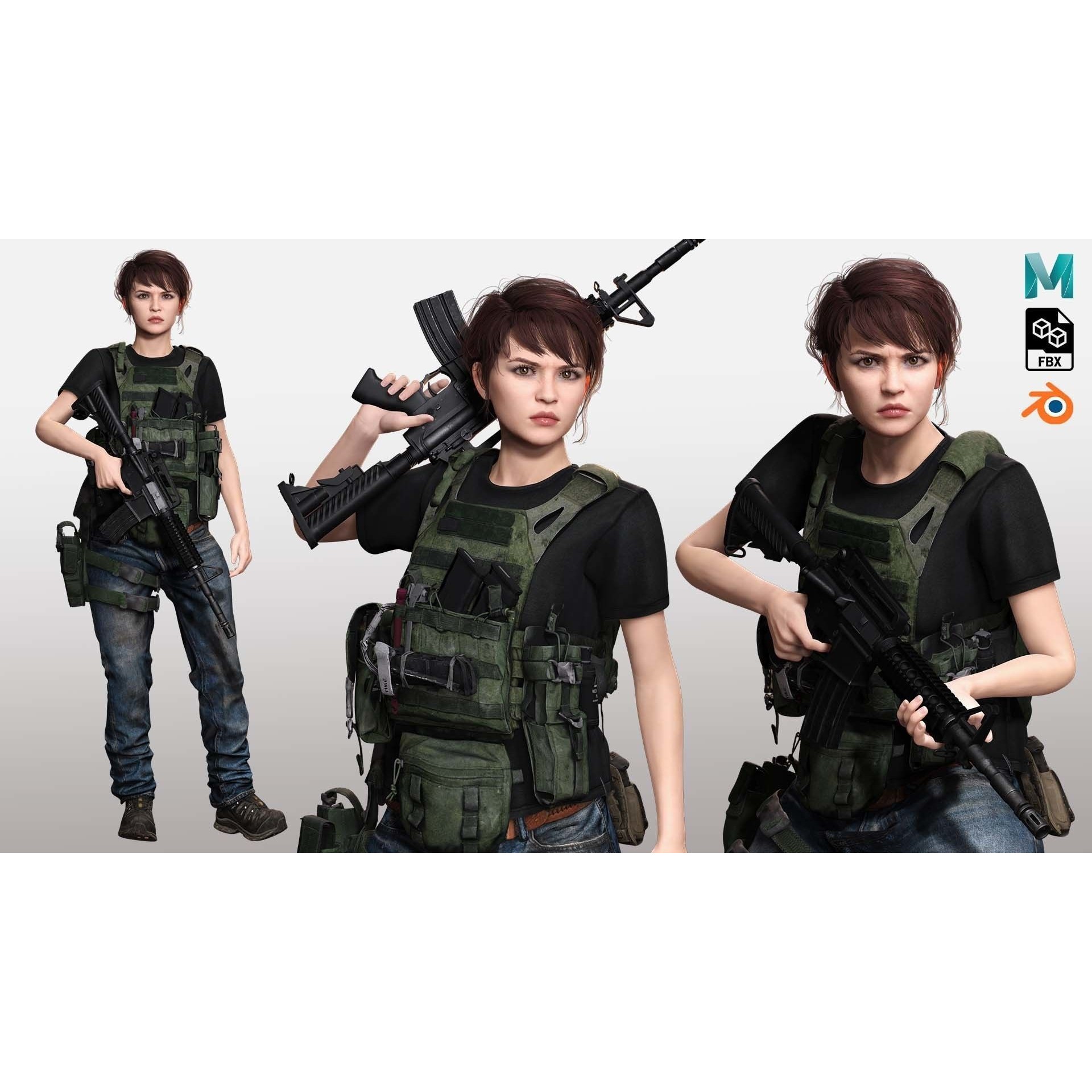 Nora - Low-Poly Game-Ready 3D Model - View 3