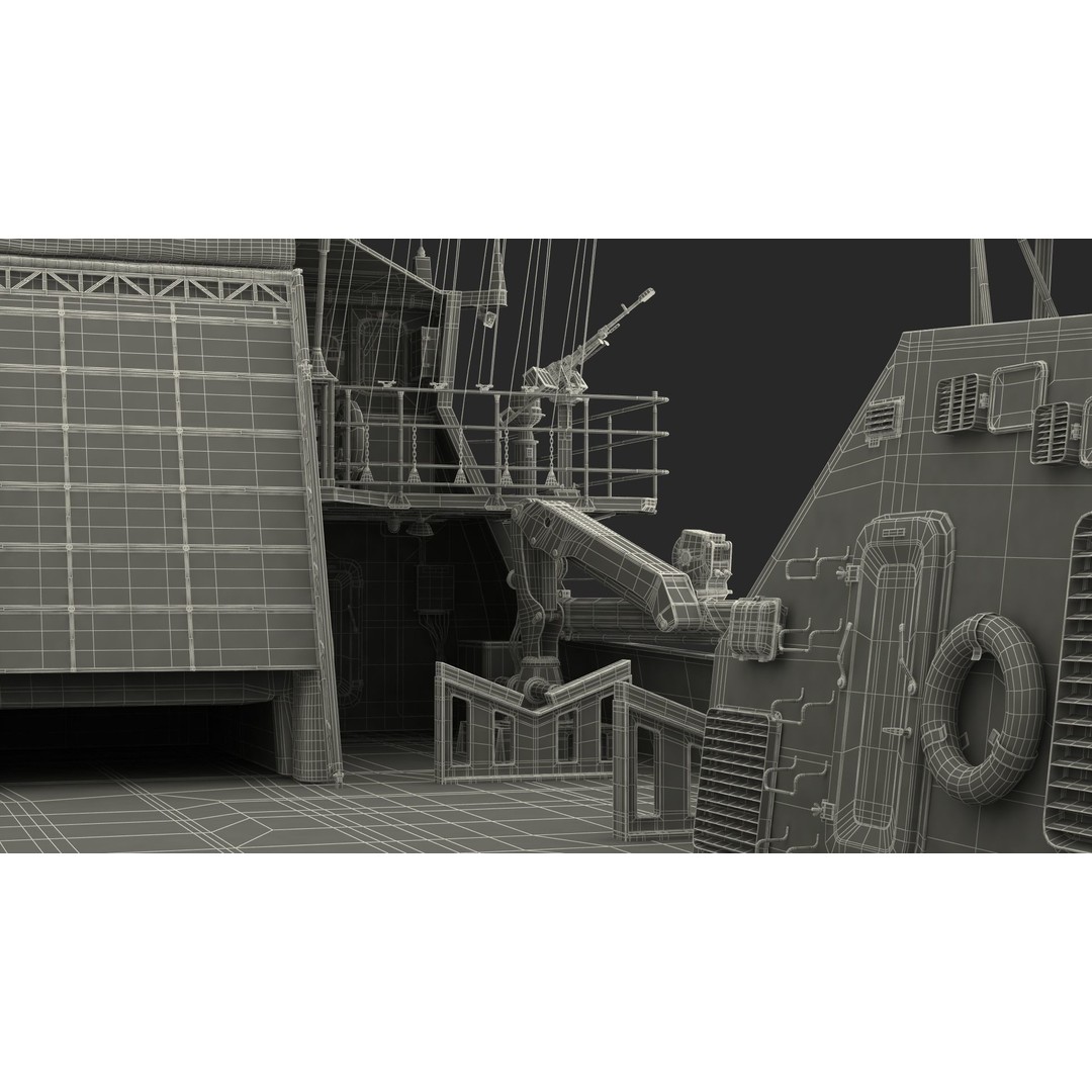 Coast Guard Ship 3D Model – High Poly Game Asset, PBR Textures, FBX