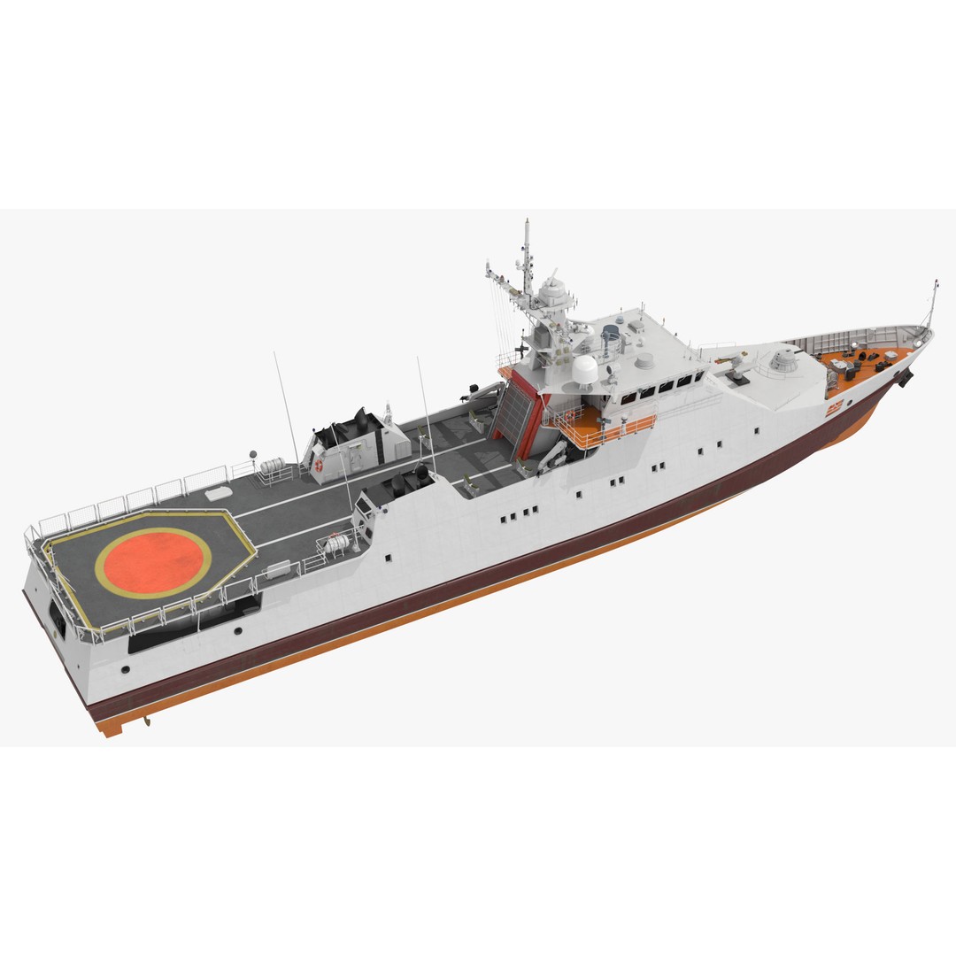 Coast Guard Ship 3D Model – High Poly Game Asset, PBR Textures, FBX - View 15