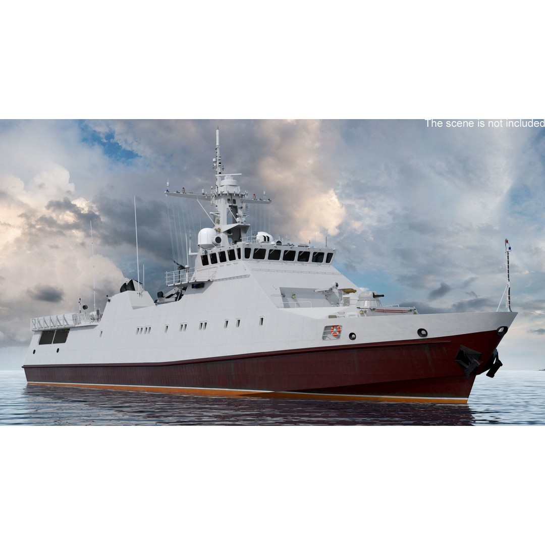 Coast Guard Ship 3D Model – High Poly Game Asset, PBR Textures, FBX - View 2