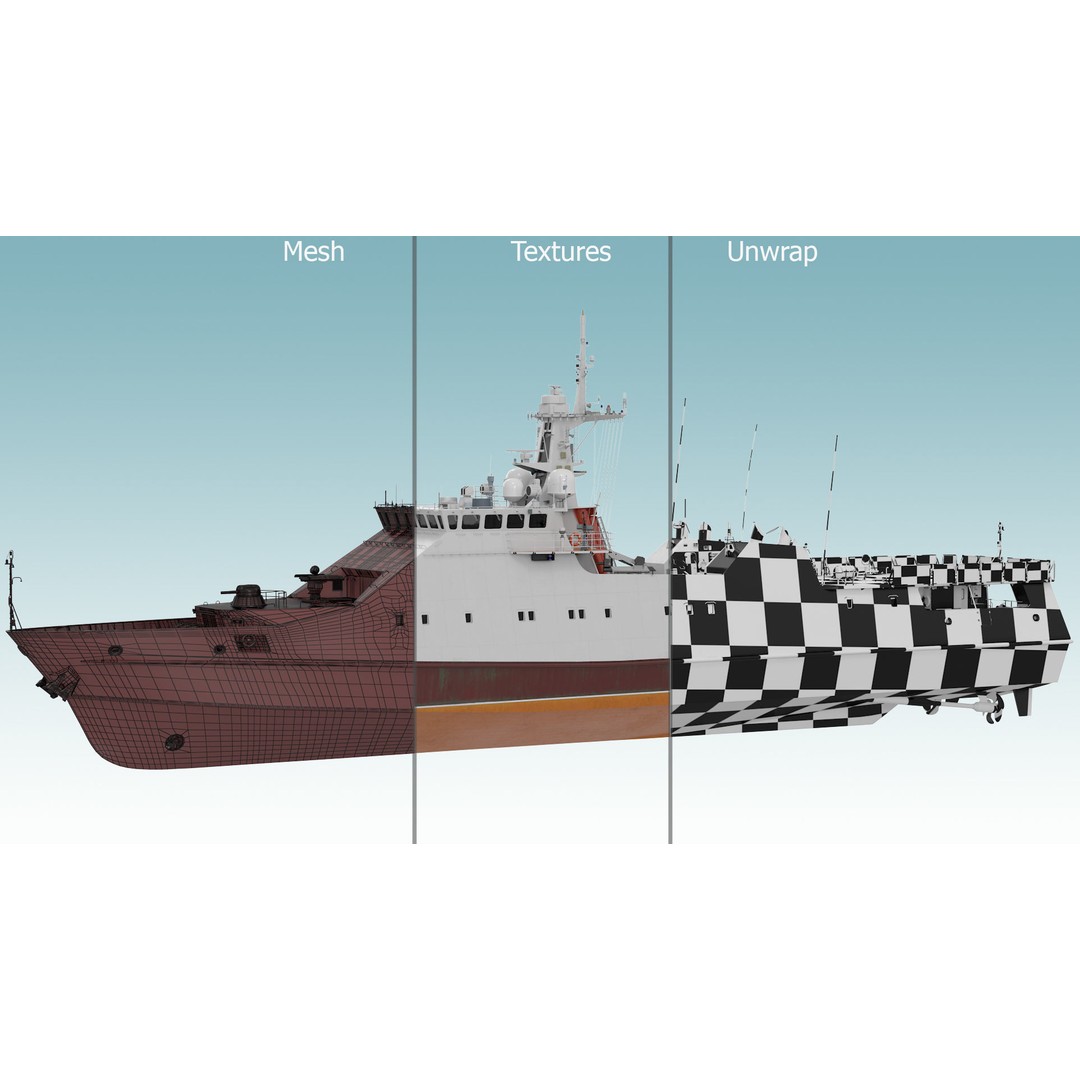 Coast Guard Ship 3D Model – High Poly Game Asset, PBR Textures, FBX - View 27