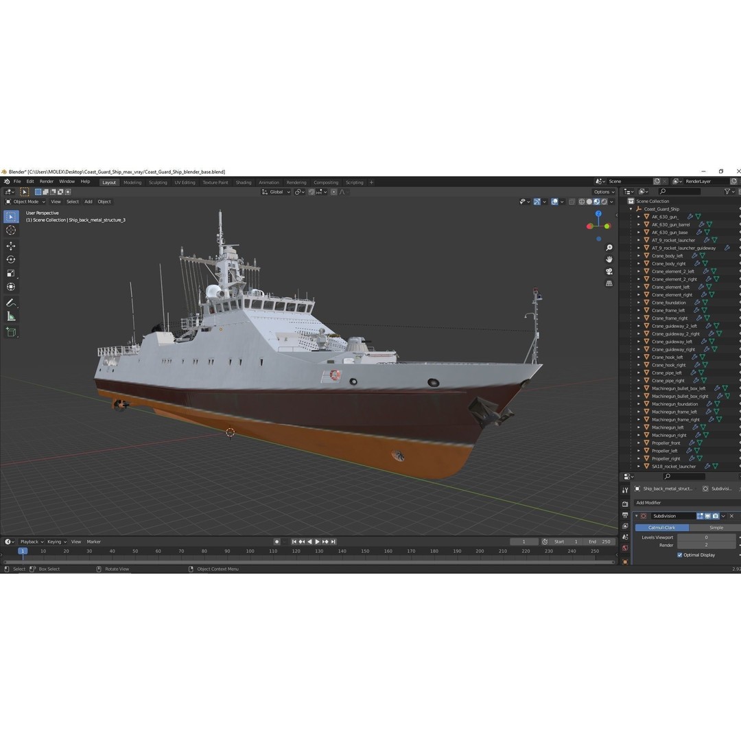 Coast Guard Ship 3D Model – High Poly Game Asset, PBR Textures, FBX - View 33