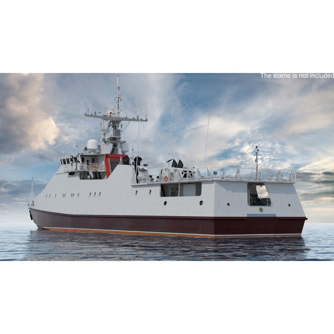 Coast Guard Ship 3D Model – High Poly Game Asset, PBR Textures, FBX - View 4