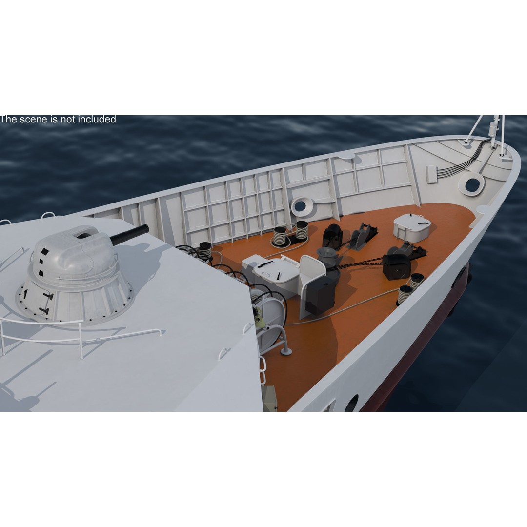 Coast Guard Ship 3D Model – High Poly Game Asset, PBR Textures, FBX - View 6