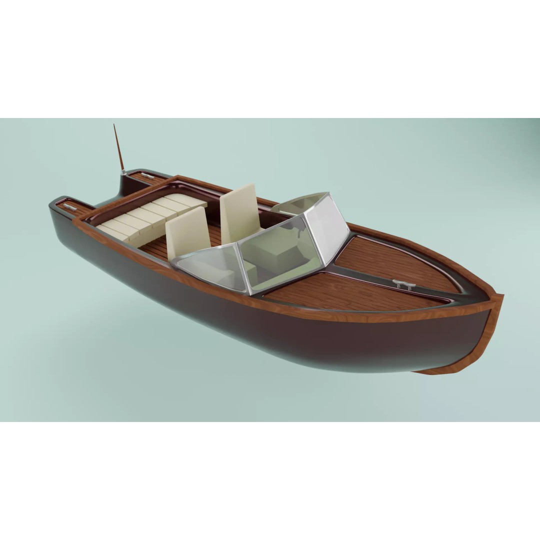 Simple Boat 3D Model – Low Poly Watercraft for Games, FBX & OBJ - View 2