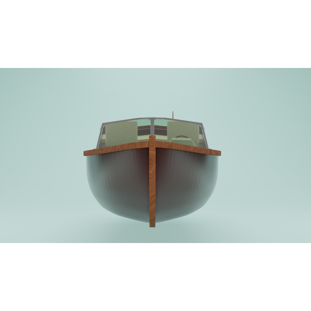 Simple Boat 3D Model – Low Poly Watercraft for Games, FBX & OBJ - View 6