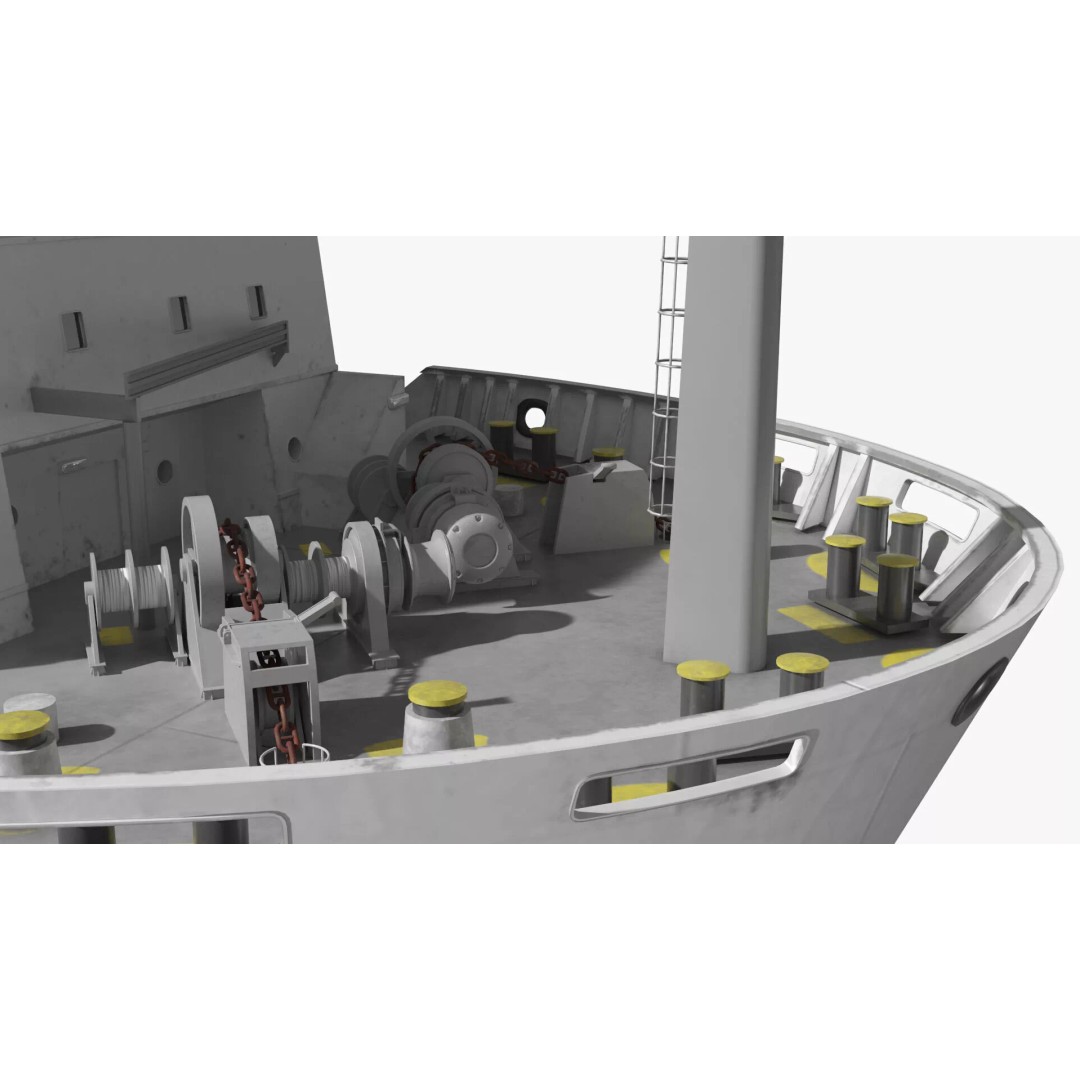 Semi-Submersible Yacht Carrier 3D Model – PBR Vessel for Marine Logistics - View 10