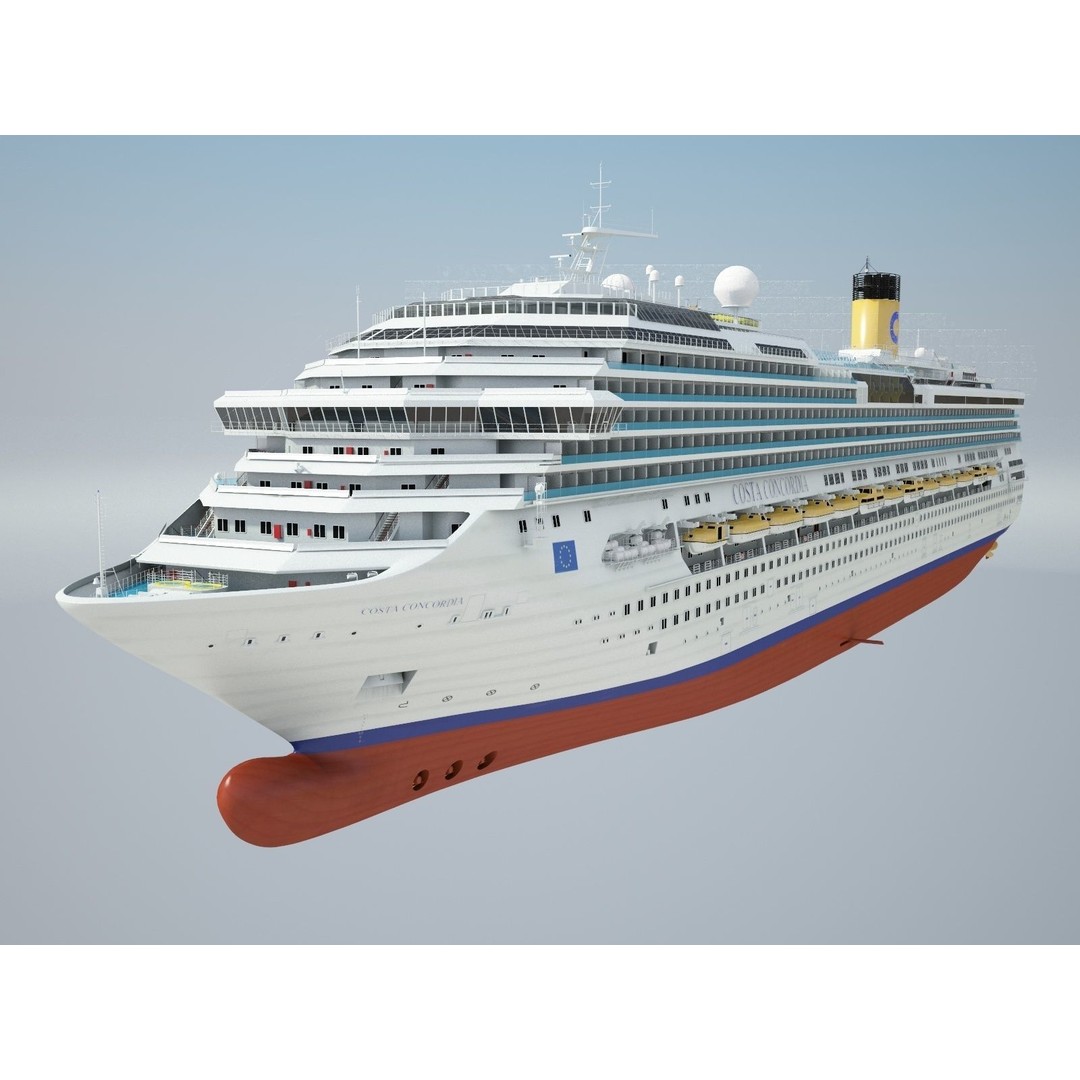 Costa Concordia 3D Model – High Poly Cruise Ship, FBX, OBJ - View 14