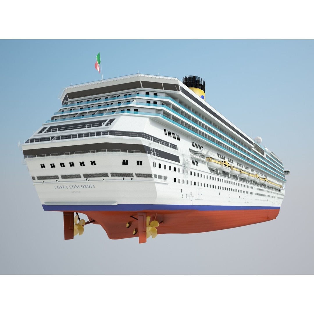 Costa Concordia 3D Model – High Poly Cruise Ship, FBX, OBJ - View 15