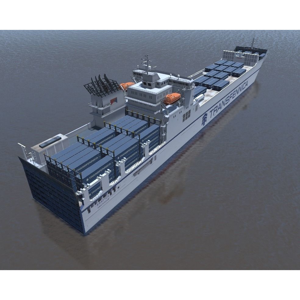 RORO Ferry 3D Model – Low Poly Industrial Watercraft, FBX, Unity