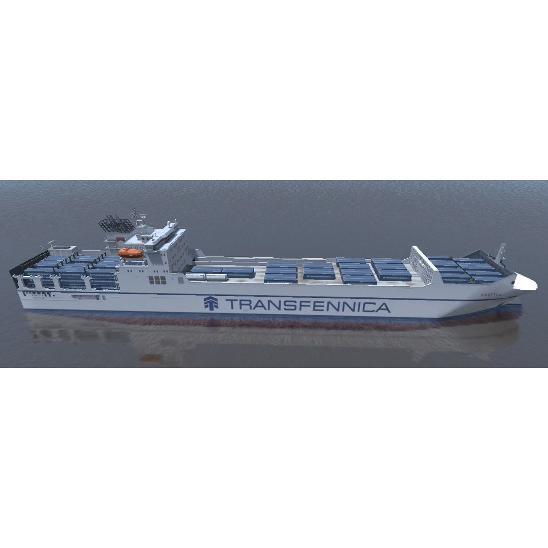 RORO Ferry 3D Model – Low Poly Industrial Watercraft, FBX, Unity - View 12