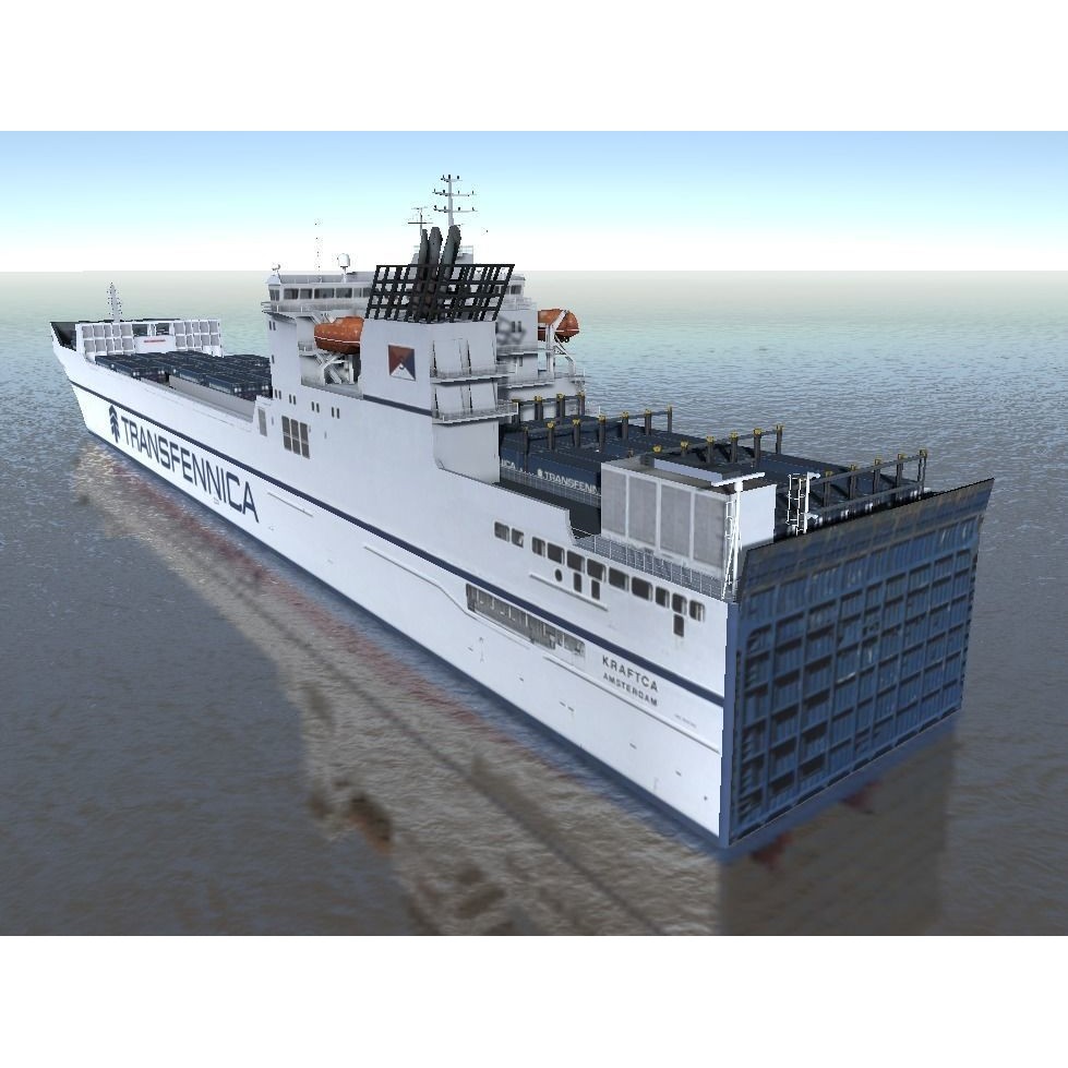 RORO Ferry 3D Model – Low Poly Industrial Watercraft, FBX, Unity - View 14