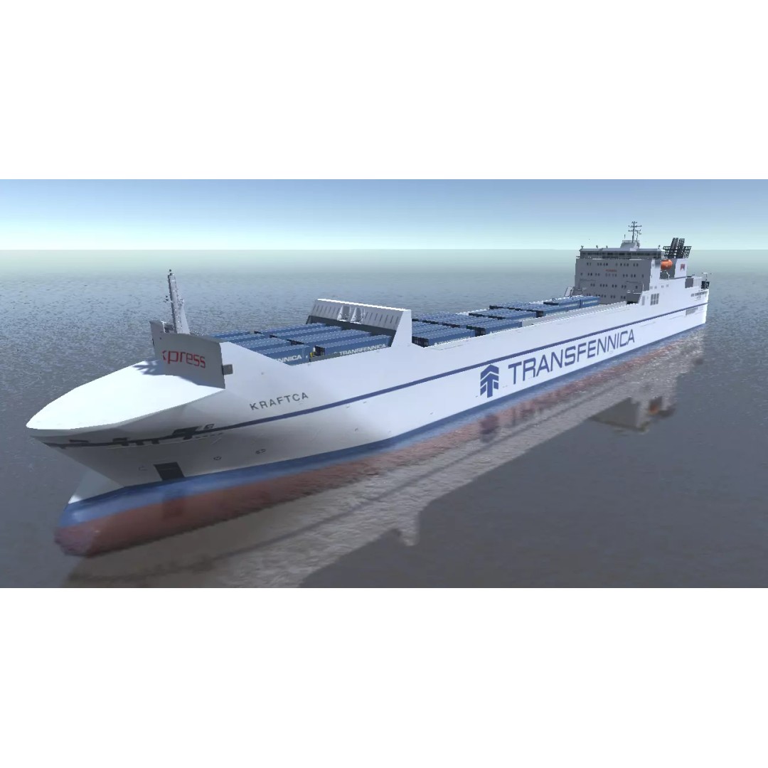 RORO Ferry 3D Model – Low Poly Industrial Watercraft, FBX, Unity - View 2