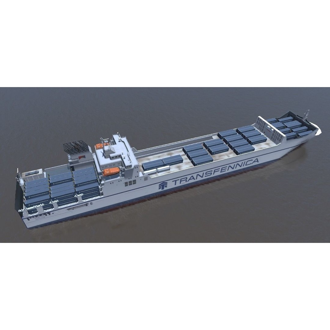 RORO Ferry 3D Model – Low Poly Industrial Watercraft, FBX, Unity - View 4