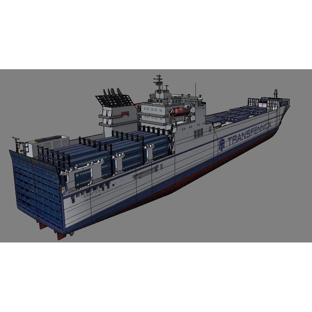 RORO Ferry 3D Model – Low Poly Industrial Watercraft, FBX, Unity - View 6