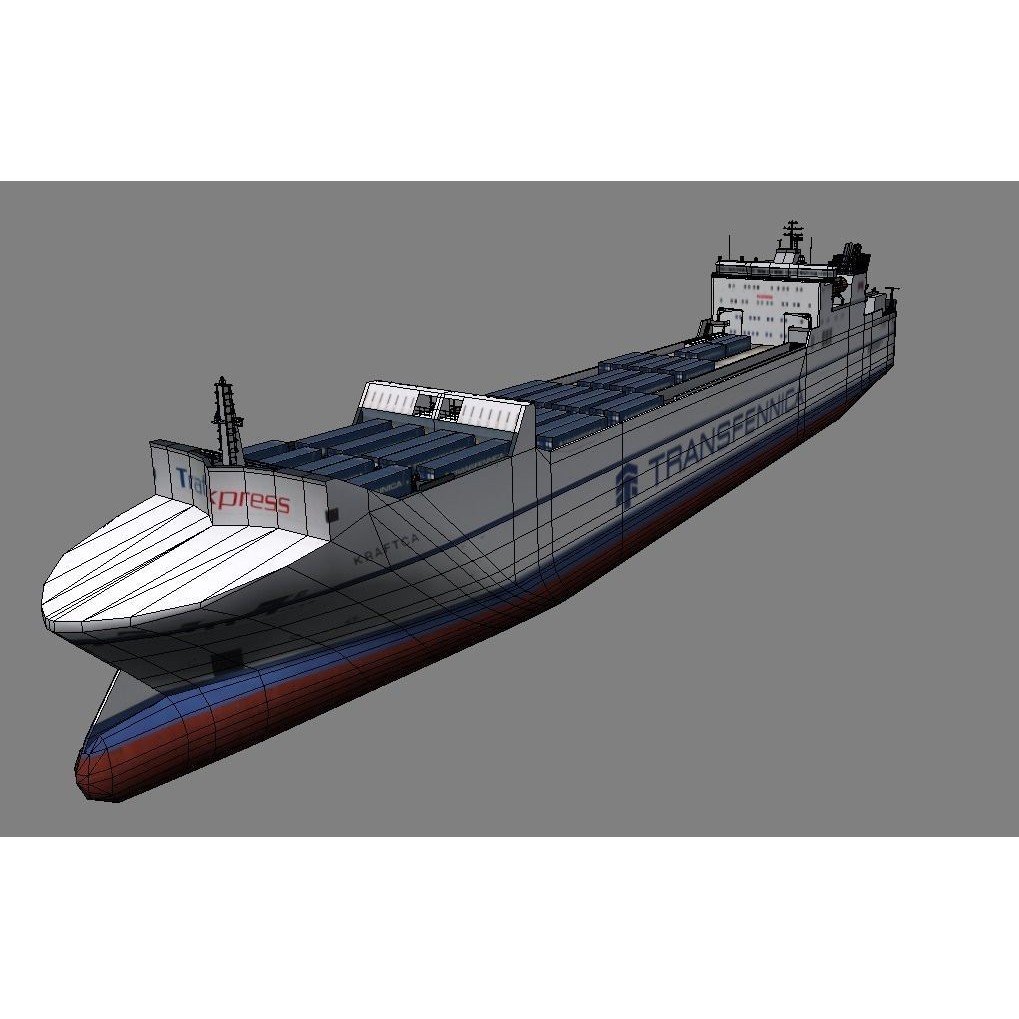 RORO Ferry 3D Model – Low Poly Industrial Watercraft, FBX, Unity - View 7