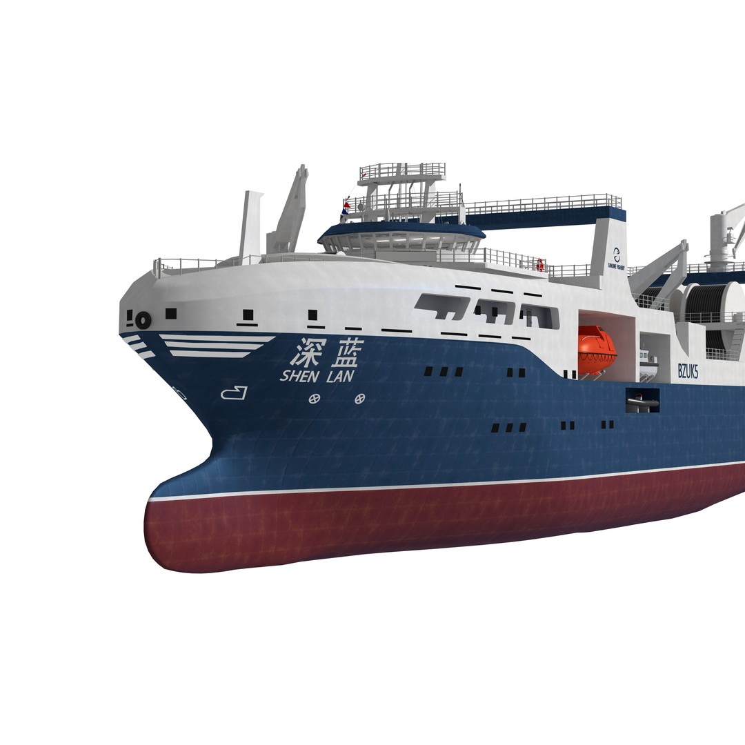 Deep Blue 3D Model – Fishing and Processing Vessel, OBJ, FBX - View 11